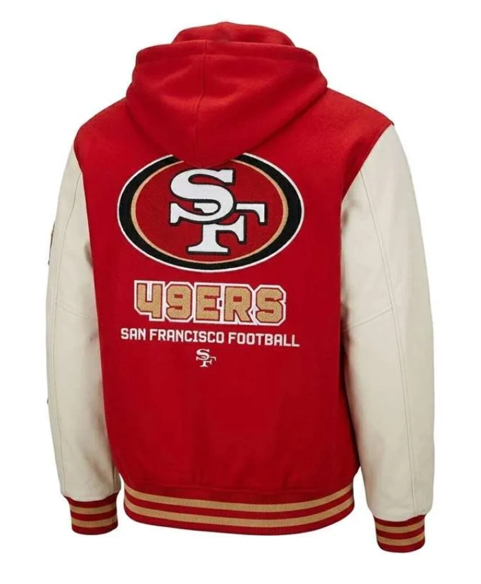 San Francisco 49ers Red and White Hooded Jacket