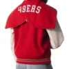 San Francisco 49ers Red and White Varsity Hooded Jacket On Sale