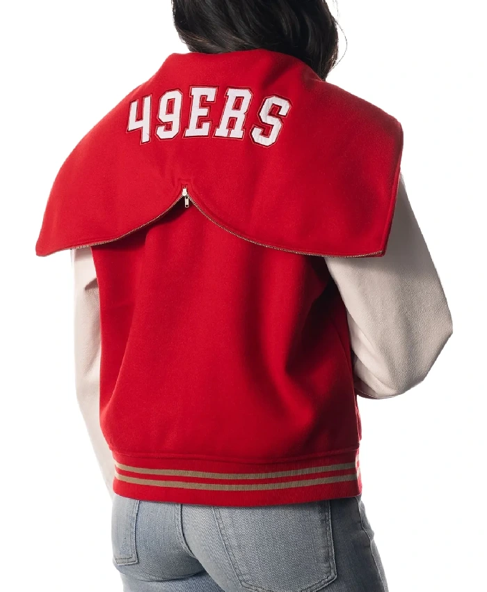 San Francisco 49ers Red and White Varsity Hooded Jacket On Sale