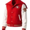 San Francisco 49ers Red and White Varsity Jacket