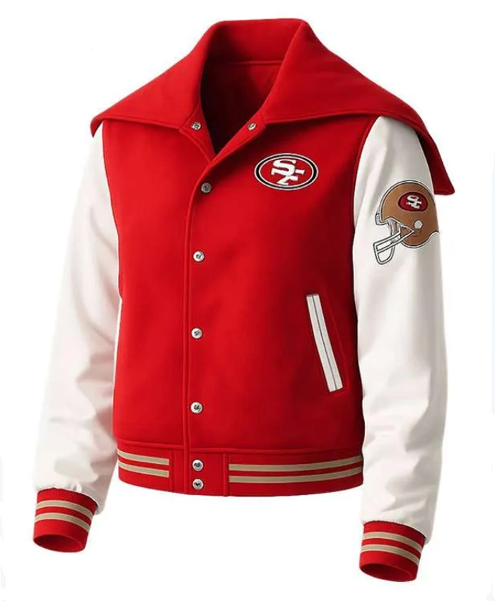 San Francisco 49ers Red and White Varsity Jacket