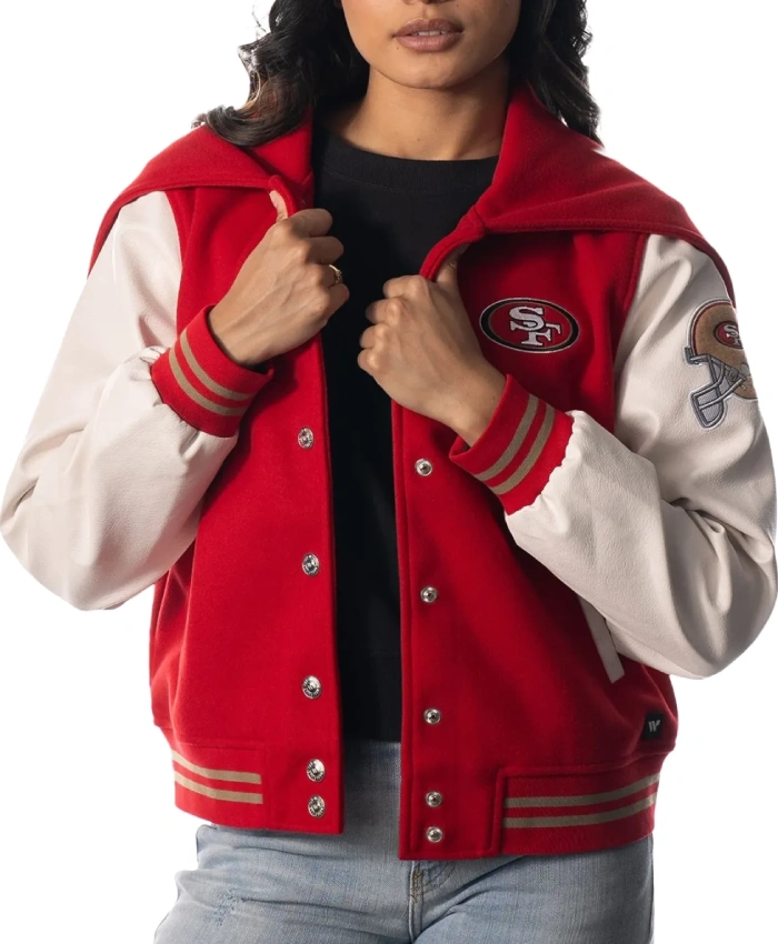 San Francisco 49ers White Varsity Hooded Jacket