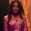 Sarah Shahi SexLife Billie Connelly Pink Biker Leather Jacket