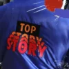 Scream Kenny Top Story Crew Blue Satin Bomber Jacket