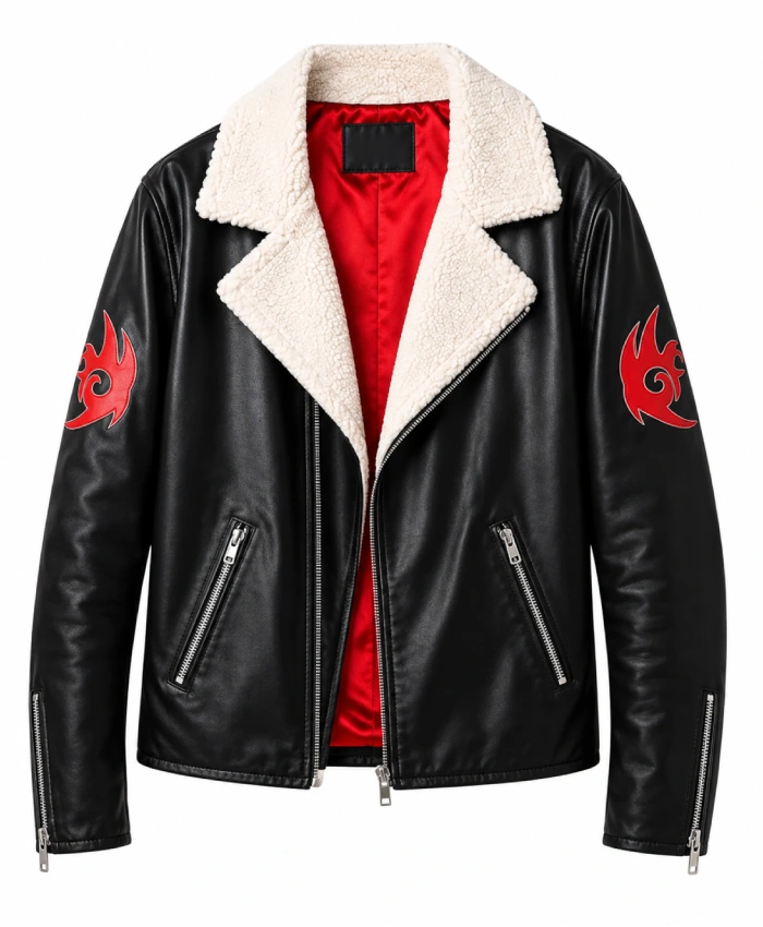 Shadow Hedgehog Black Fur Leather Jacket