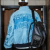 Shop Cam Schlittler New York Knicks Blue Leather Bomber Jacket