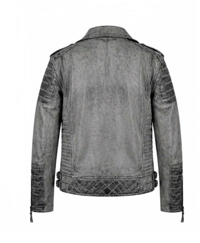 Shop Classic Quilted Biker Weathered Smoke Grey Jacket