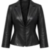 Shop Dua Lipa Fashion Streets Of Milan Black Leather Blazer For Women