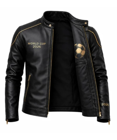 Shop FIFA World Cup 2026 Black Leather Motorcycle Jacket