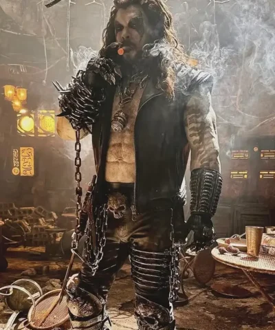 Shop Jason Momoa behind The Scenes Look Supergirl Lobo Black Leather Vest For Men
