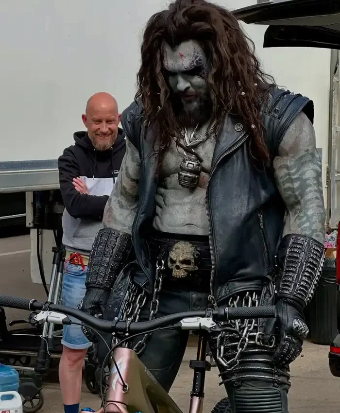 Shop Jason Momoa behind The Scenes Look Supergirl Lobo Black Leather Vest