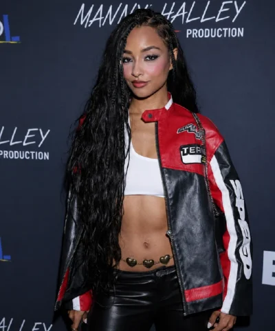 Shop Jessica Jarrel Lot Patrol Private Screening Black and Red Leather Jacket For Men and Women