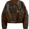 Shop KidSuper The Boy Who Jumped The Moon Brown Leather Jacket