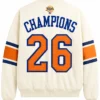Shop Kith New York Knicks 2026 Champions Off White Satin Bomber Jacket
