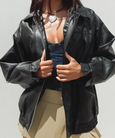 Shop London Monday Night Raw Maxxine Duprii Black Leather Jacket
