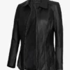 Shop Marsha Womens Black Leather Car Coat