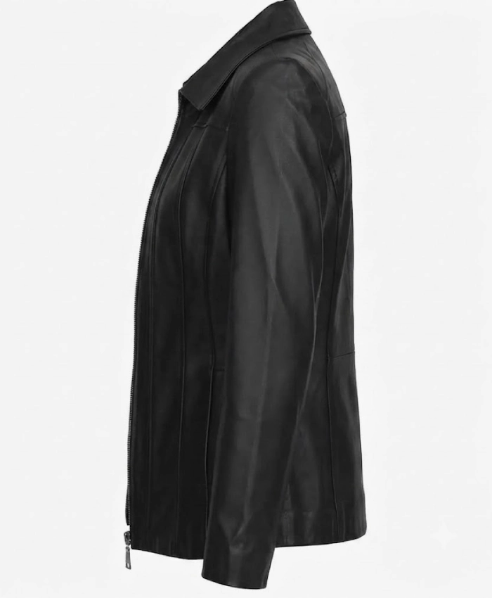 Shop Marsha Womens Black Leather Zip Up Car Coat