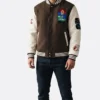 Shop North America World Cup Brown Leather Varsity Jacket