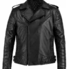 Shop Now Classic Quilted Biker Weathered Smoke Black Leather Jacket 