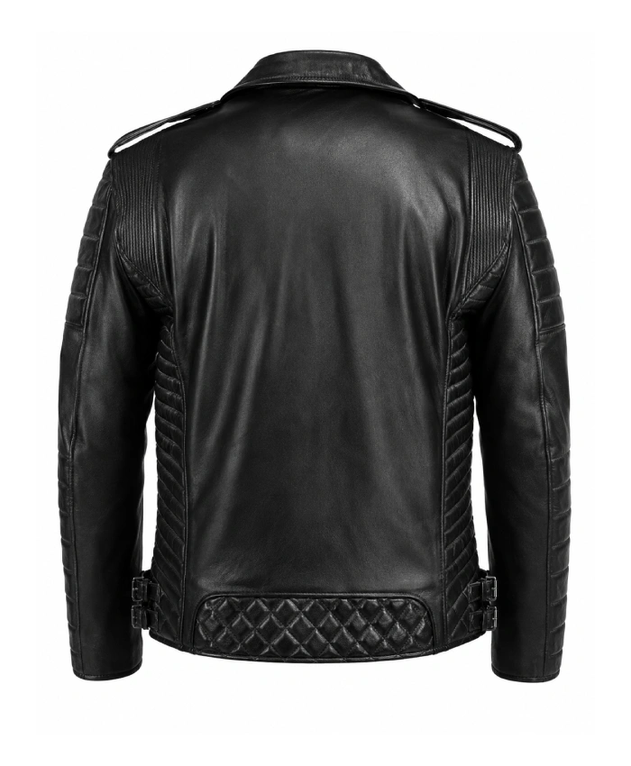 Shop Now Classic Quilted Biker Weathered Smoke Leather Jacket