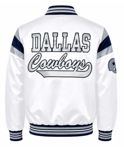 Shop Now Dallas Cowboys Throwback Full Snap Varsity White Satin Jacket