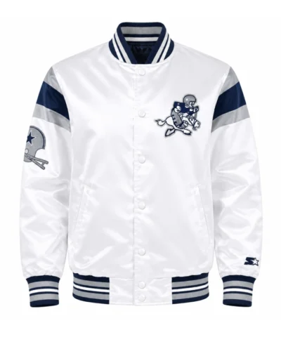 Shop Now Dallas Cowboys Throwback Full Snap White Satin Jacket