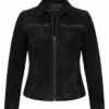 Shop Now Womens Suede Black Harrington Jacket