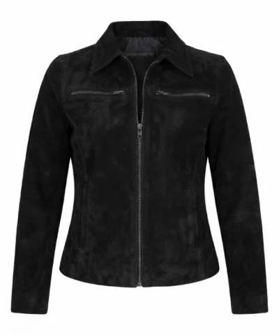 Shop Now Womens Suede Black Harrington Jacket