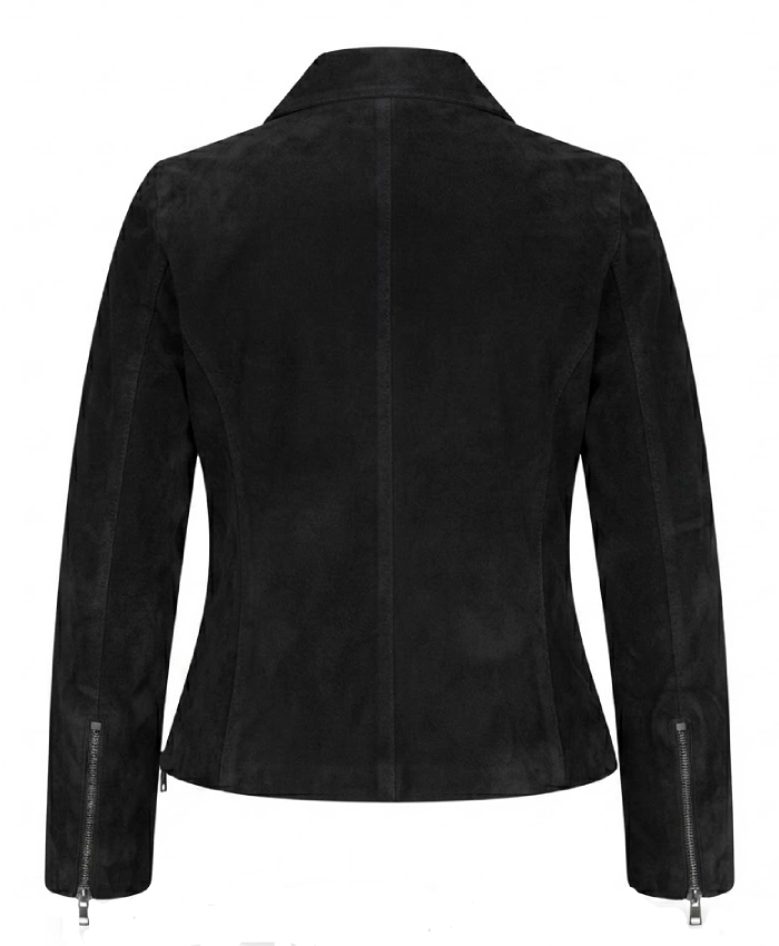 Shop Now Womens Suede Leather Black Harrington Jacket