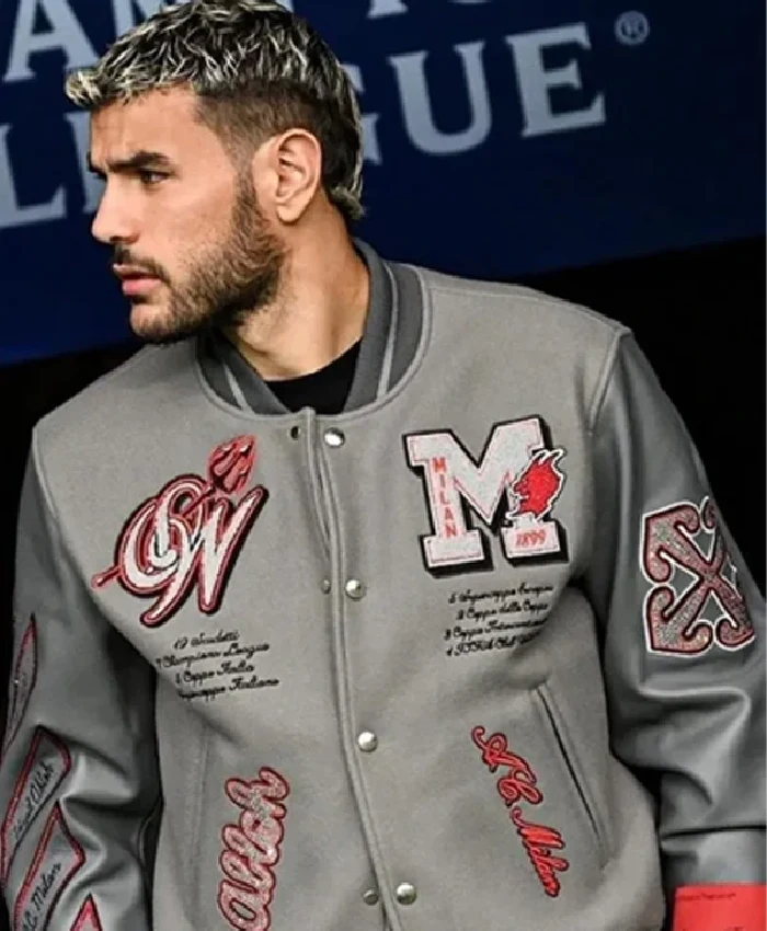 Shop OFF White X Ac Milan European Football Heritage Wool Varsity Jacket