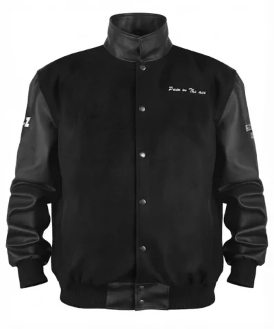 Shop Reasonable Doubt Black Leather Varsity Bomber Jacket