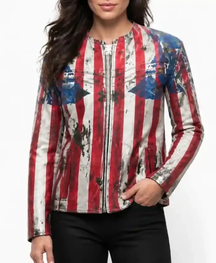 Shop Under Armour x 424 American Flag Leather Jacket