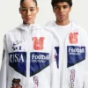 Shop Virgil Abloh x Nike USA White and Blue Jacket