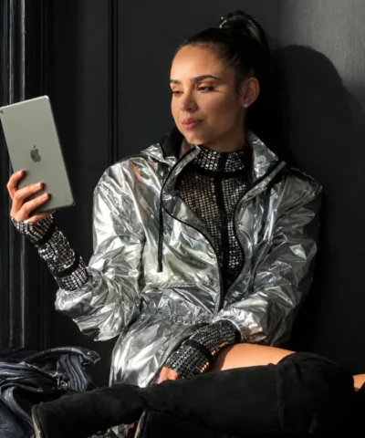 Sofia Carson Silver Feel The Beat April Coat