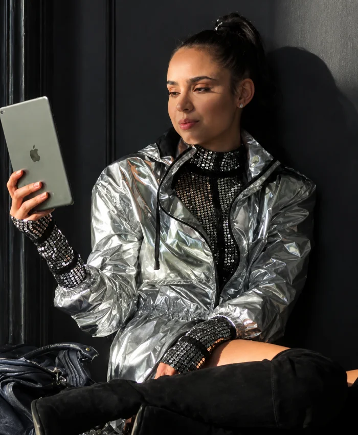 Sofia Carson Silver Feel The Beat April Coat