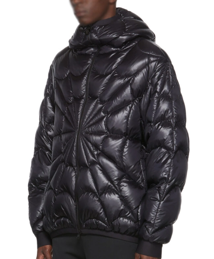 Spider Hooded Black Padded Jacket