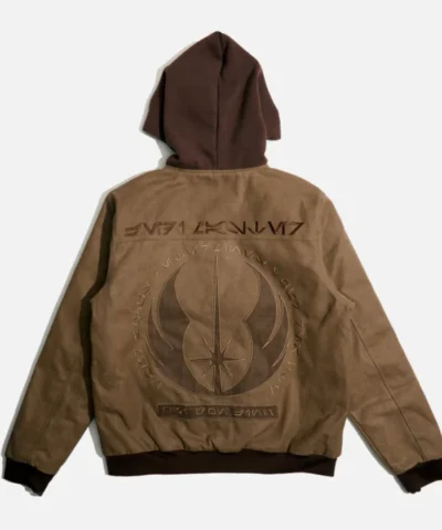 Star Wars Phantom Menace Qui Gon Jinn Jedi Master 25th Anniversary Brown Hooded Work Jacket On Sale