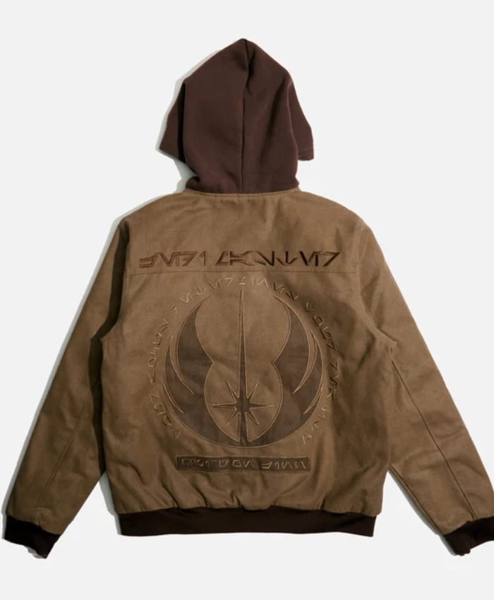 Star Wars Phantom Menace Qui Gon Jinn Jedi Master 25th Anniversary Brown Hooded Work Jacket On Sale