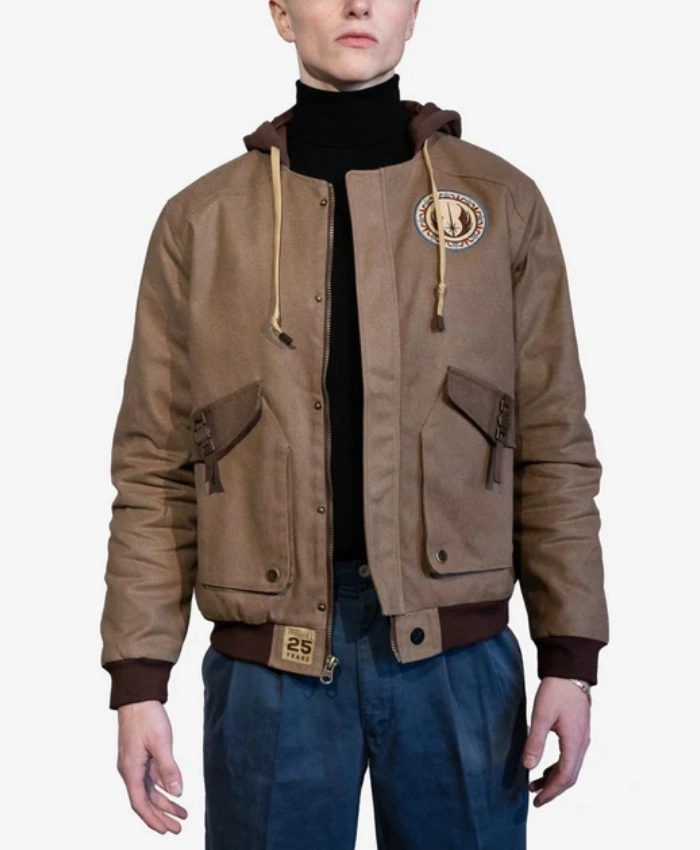 Star Wars Phantom Menace Qui Gon Jinn Jedi Master Brown Hooded Work Jacket