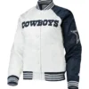 Starter Dallas Cowboys Endzone White and Blue Satin Jacket