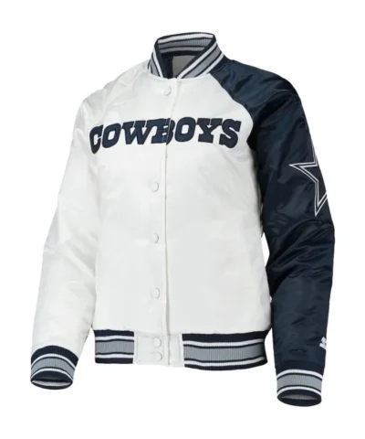 Starter Dallas Cowboys Endzone White and Blue Satin Jacket
