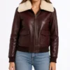 Shop Stella G-1 Maroon Leather Bomber Jacket