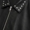 Studded Mens Black Sleeves Bomber Leather Jacket
