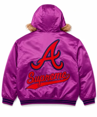 Supreme x Atlanta Braves Purple Satin Jacket
