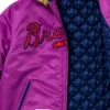 Supreme x Atlanta Braves Purple Satin Zip Up Hooded Jacket