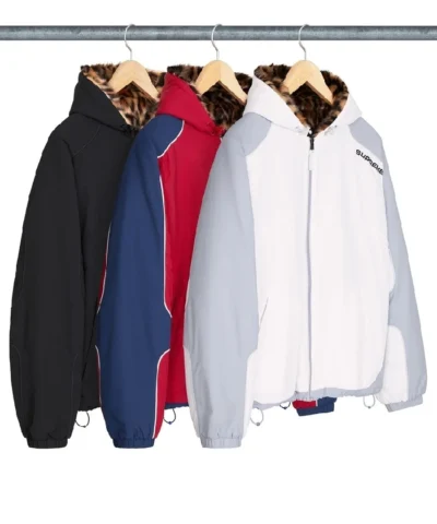 Supreme x Mens Faux Fur Reversible Hooded Track Jacket