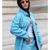 Teyana Taylor Paris Fashion Week 20262027 Oversized Blue Jacket