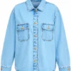 Teyana Taylor Paris Fashion Week 2027 Oversized Blue Denim Jacket On Sale