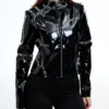 The Black Cats Halloween Cosplay Cropped Leather Jacket For Women
