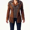 The McBee Dynasty S03 Allie Eklund Suede and Leather Fringe Jacket On Sale